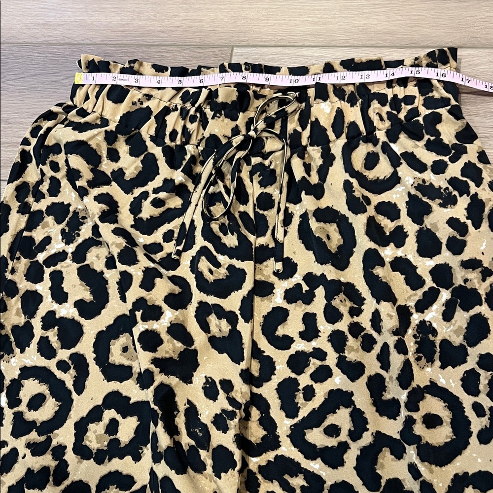 SHEIN Curve Leopard Wide Leg Pants Drawstring Elastic Waist - Picture 5 of 11